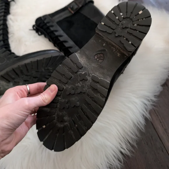 ARIAT Iona Lace Up Boots Zippered Tall Knee High Lug Sole Riding Equestrian 8 - Picture 5 of 9